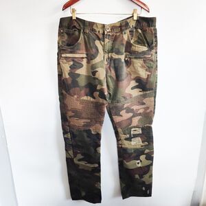 Buckle R.Sole Premium Green Camo‎ Cotton Textured Distressed Biker Pants 42x32